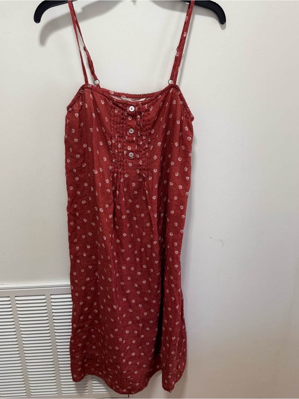 Garnet Hill linen floral dress european flax sleeveless adjustable straps